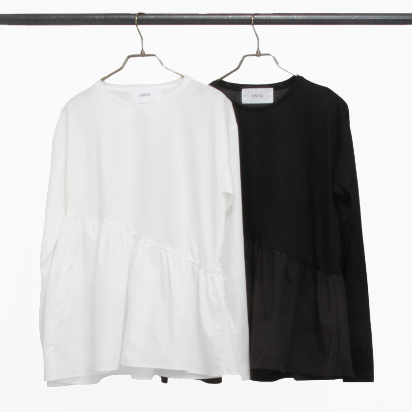 2021年春夏ENTO(エント)ペプラムロンTはホワイト・ブラックの2色展開です。