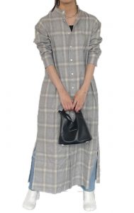 ENTO(エント)レディースアパレル通販サイト2021年秋冬コレクション、チェックロングシャツ