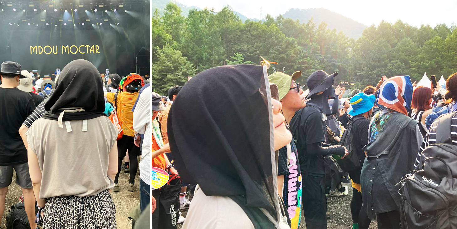 ペラクスパンツを着用した夏フェスの昼コーデ