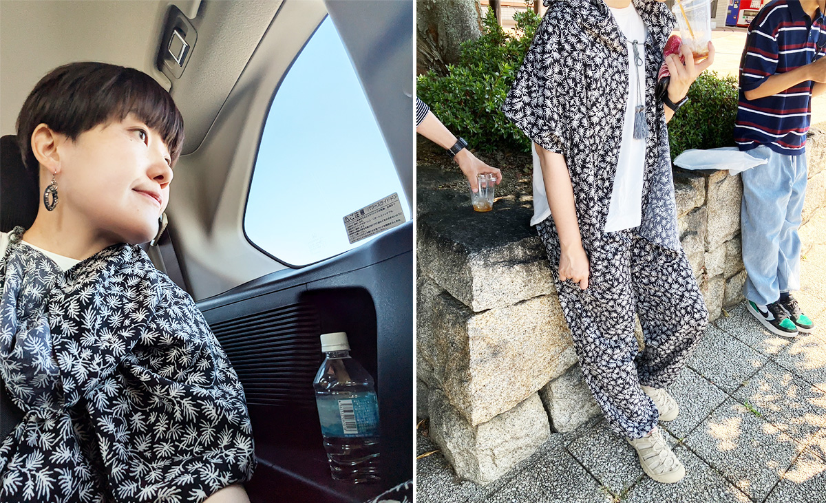 車でペラクスパンツを着用して移動する様子