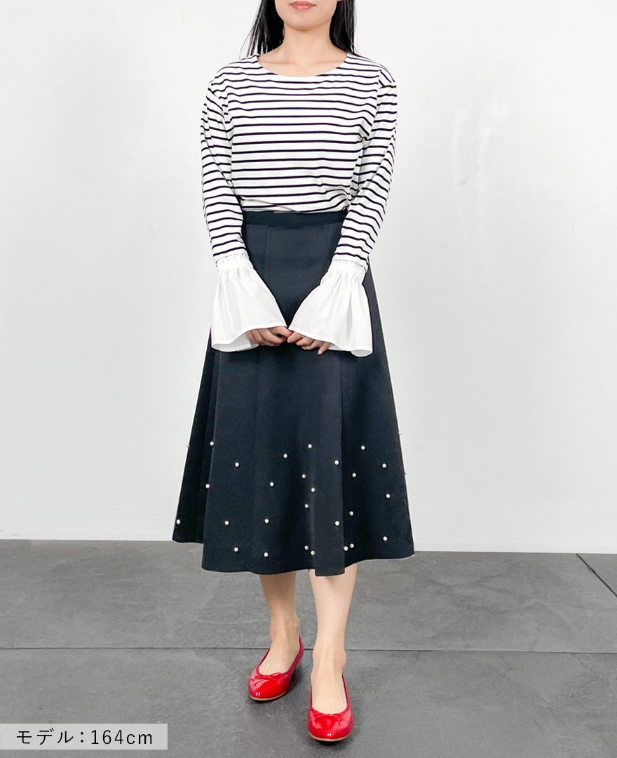 裾パールダンボールスカート 普段使いコーディネート