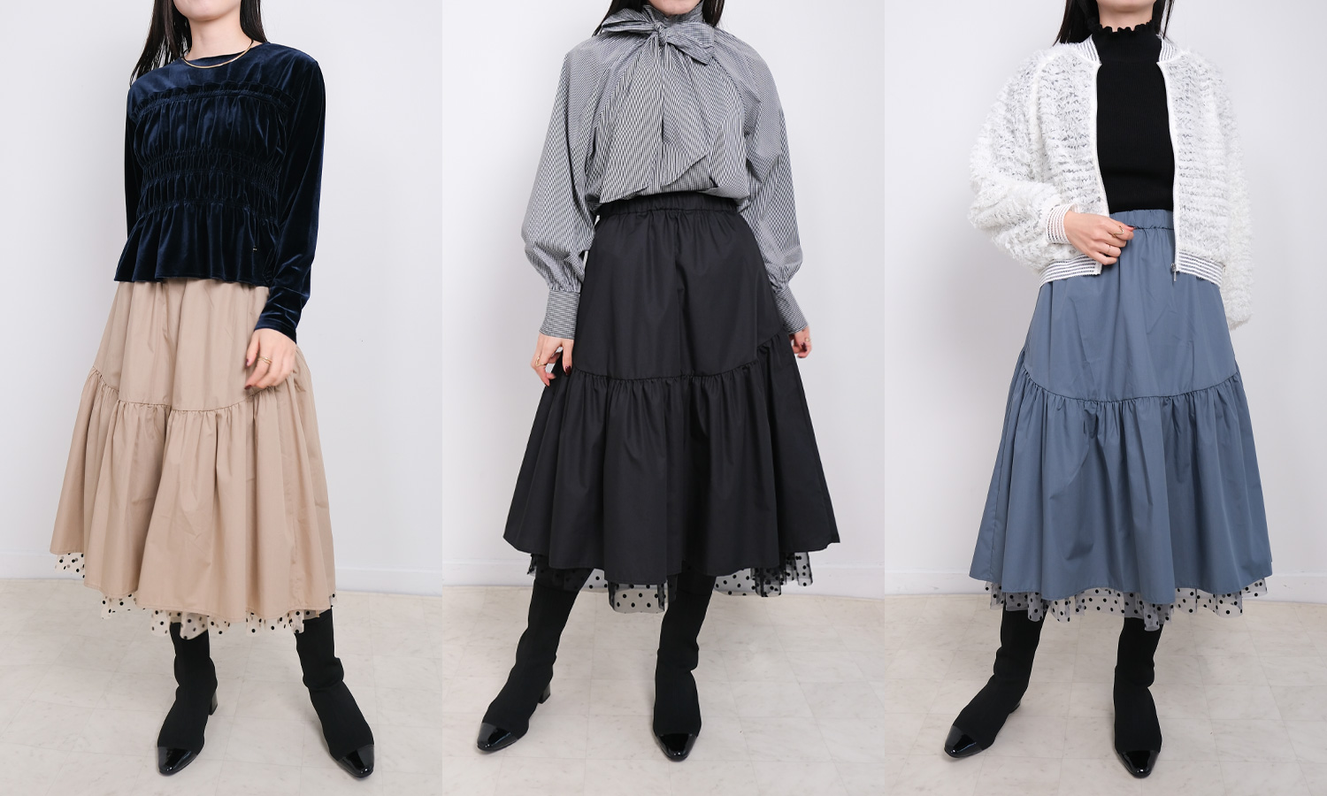 スカートにトップスとスヌードがセットになったオンラインショップ限定の豪華限定セット