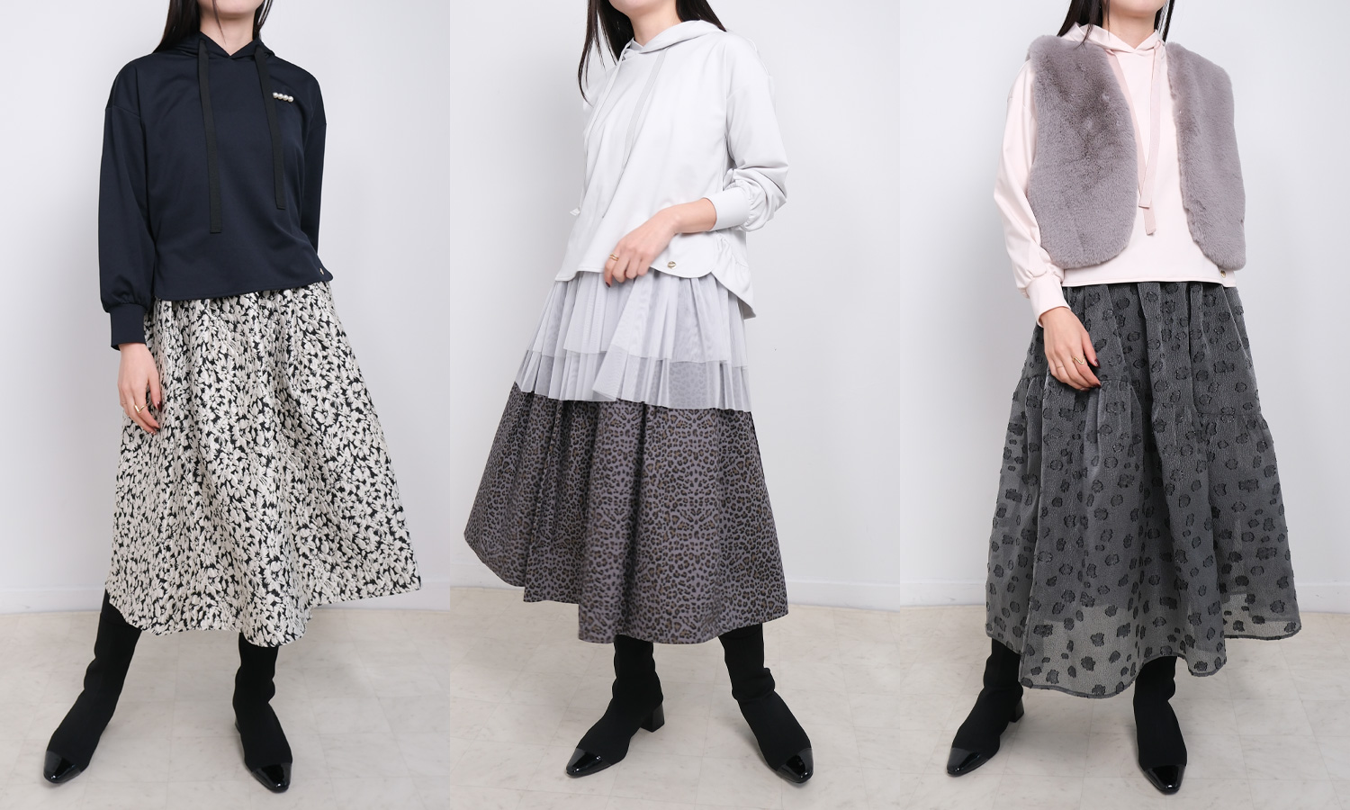 スカートにトップスとスヌードがセットになったオンラインショップ限定の豪華限定セット