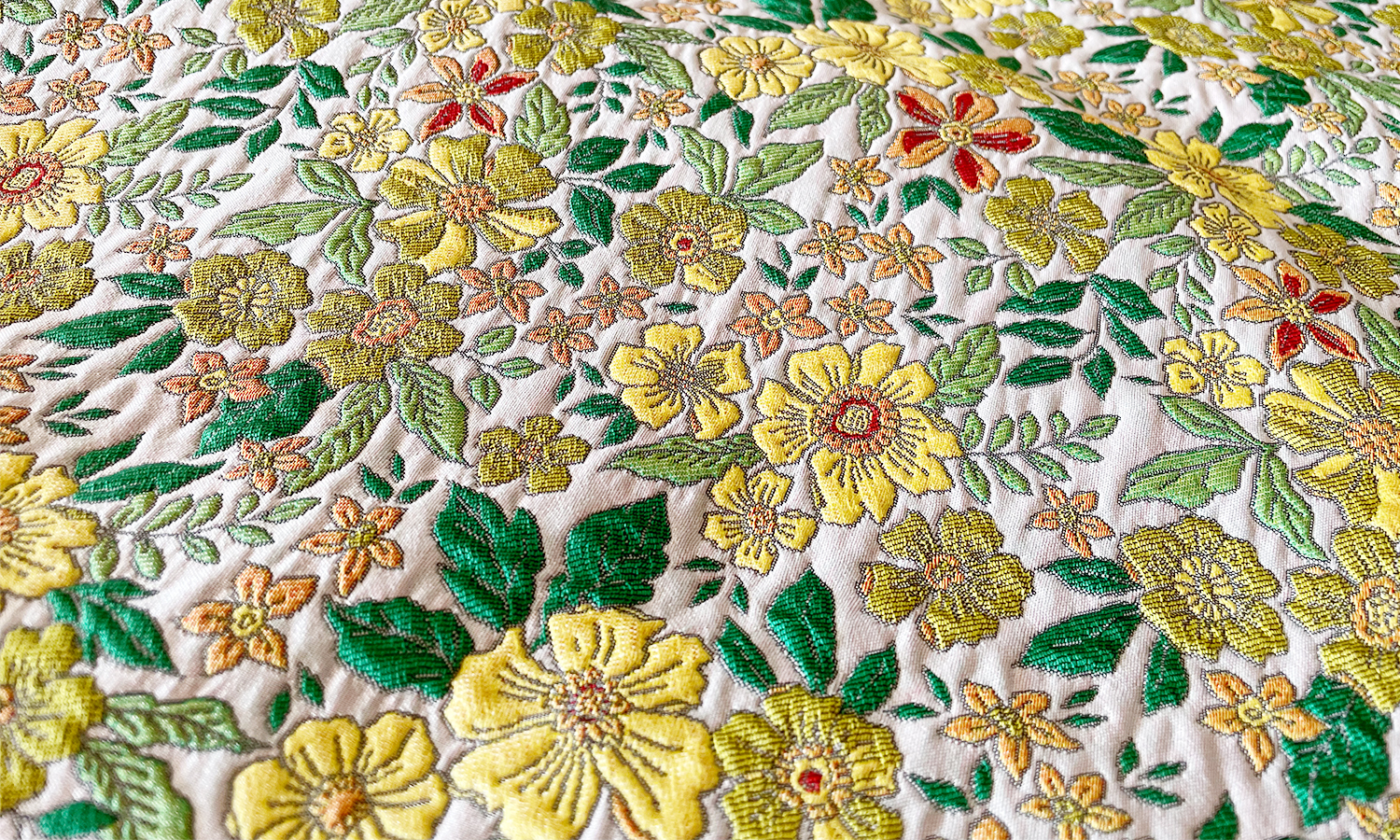 小花柄ジャガードフレアスカート イエロー Cloche Online Shop