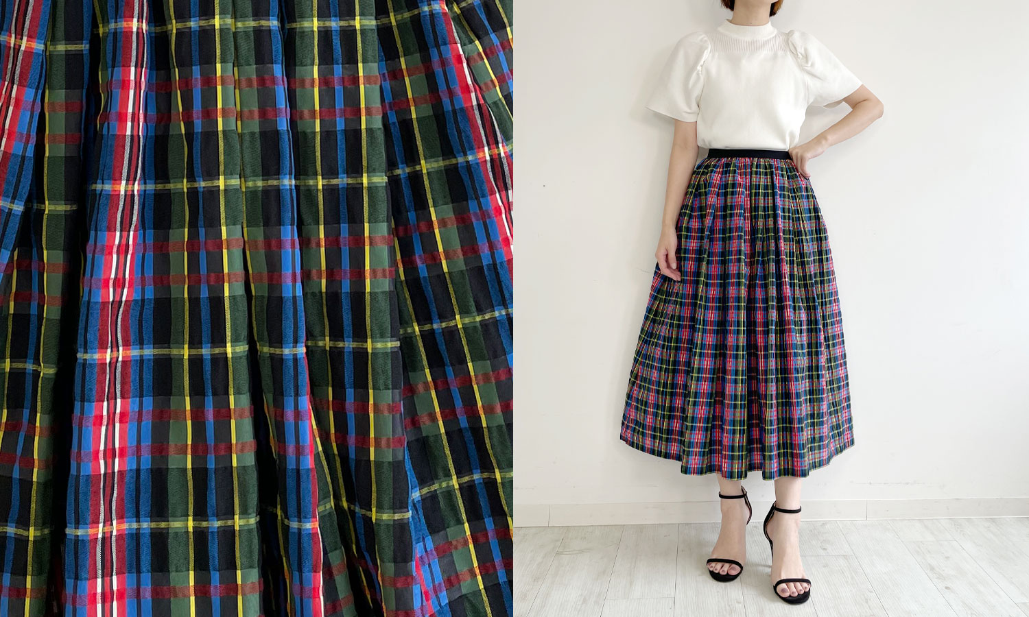 ❁⃘*.゜神戸 山の手スカート タータン TRECODE ギャザースカート *❁