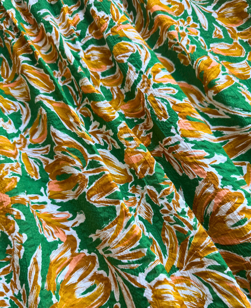 フラワーサマースカート グリーン生地詳細画像