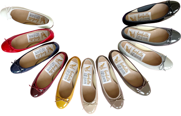 farfalleの人気定番アイテムエナメルバレエ。履き心地がバージョンアップしてリニューアル。