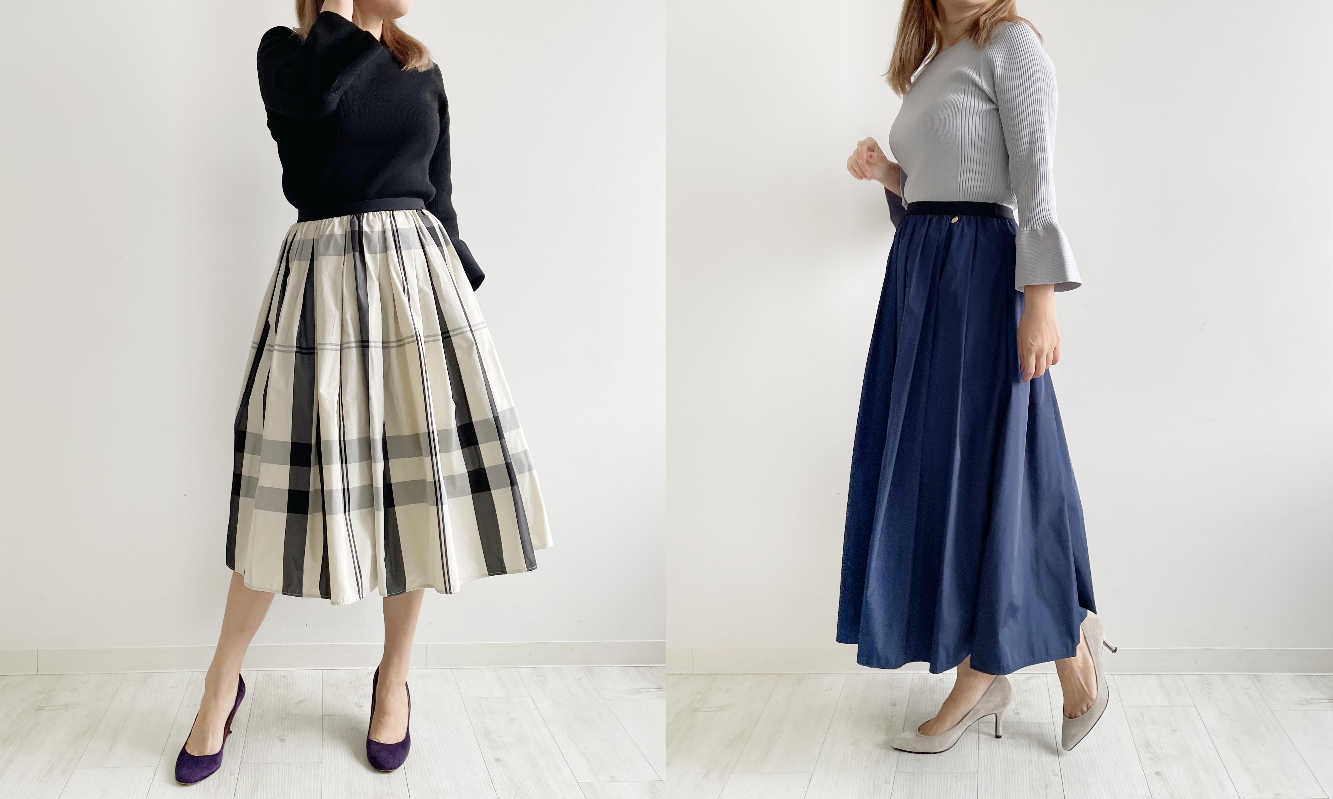 ウエストゴムで楽ちんに穿けるのにふんわりフレアシルエットが大人上品に決まるTRECODEで大人気の神戸・山の手スカート。選べる着丈なので、身長を気にすることなくお好きなスカート丈をお楽しみいただけます